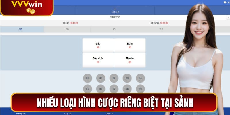 Nhiều loại hình cược riêng biệt tại sảnh